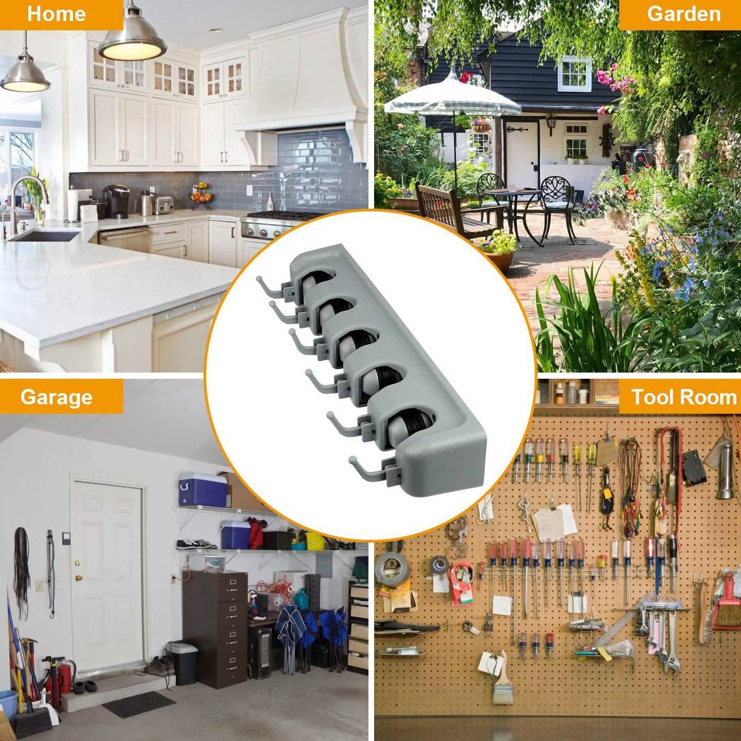 Mop Holder Wall Mount Organizer Closet & Storage - DailySale