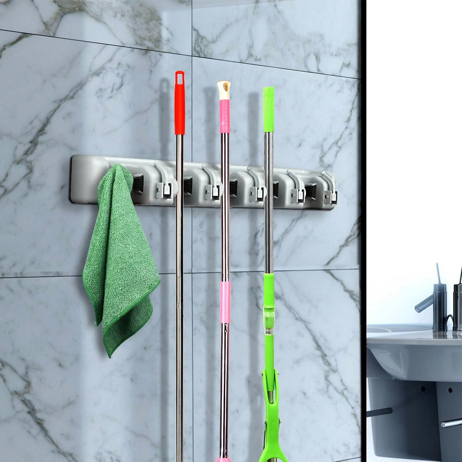 Mop Holder Wall Mount Organizer Closet & Storage - DailySale