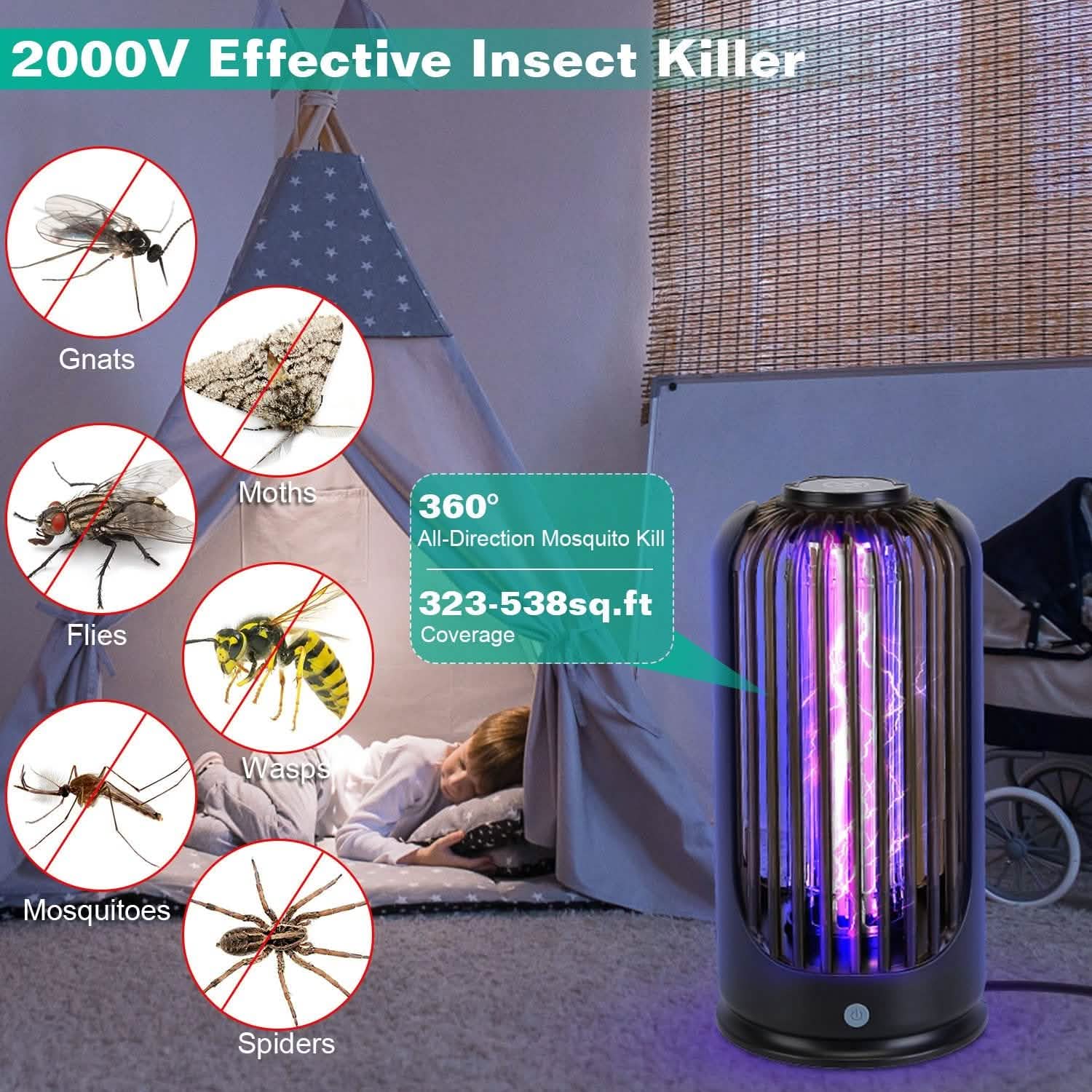 Mosquito Killer Lamp 2000V High Powered Pest Control Pest Control - DailySale