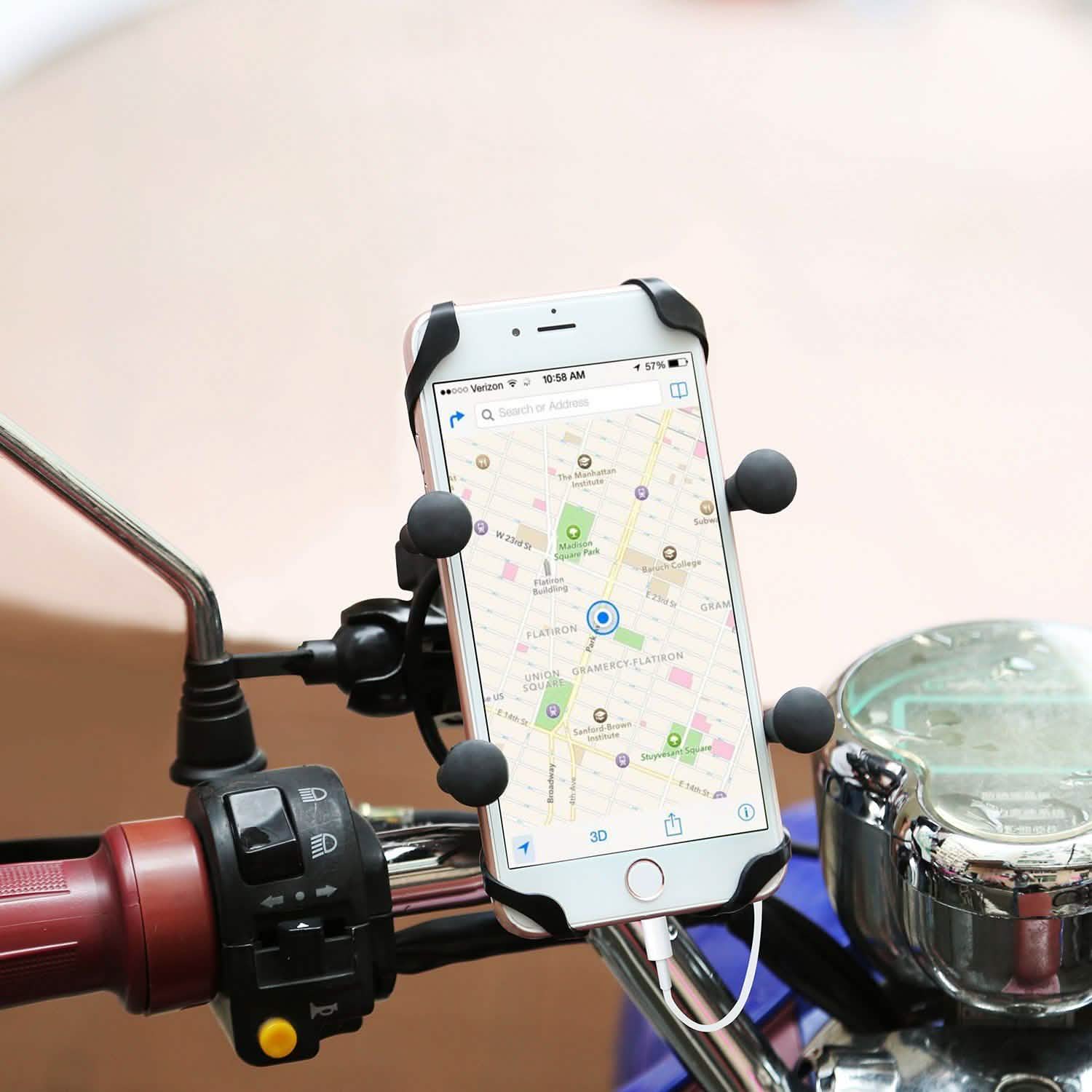 Motorcycle Handlebar Mount Holder with USB Charger Sports & Outdoors - DailySale
