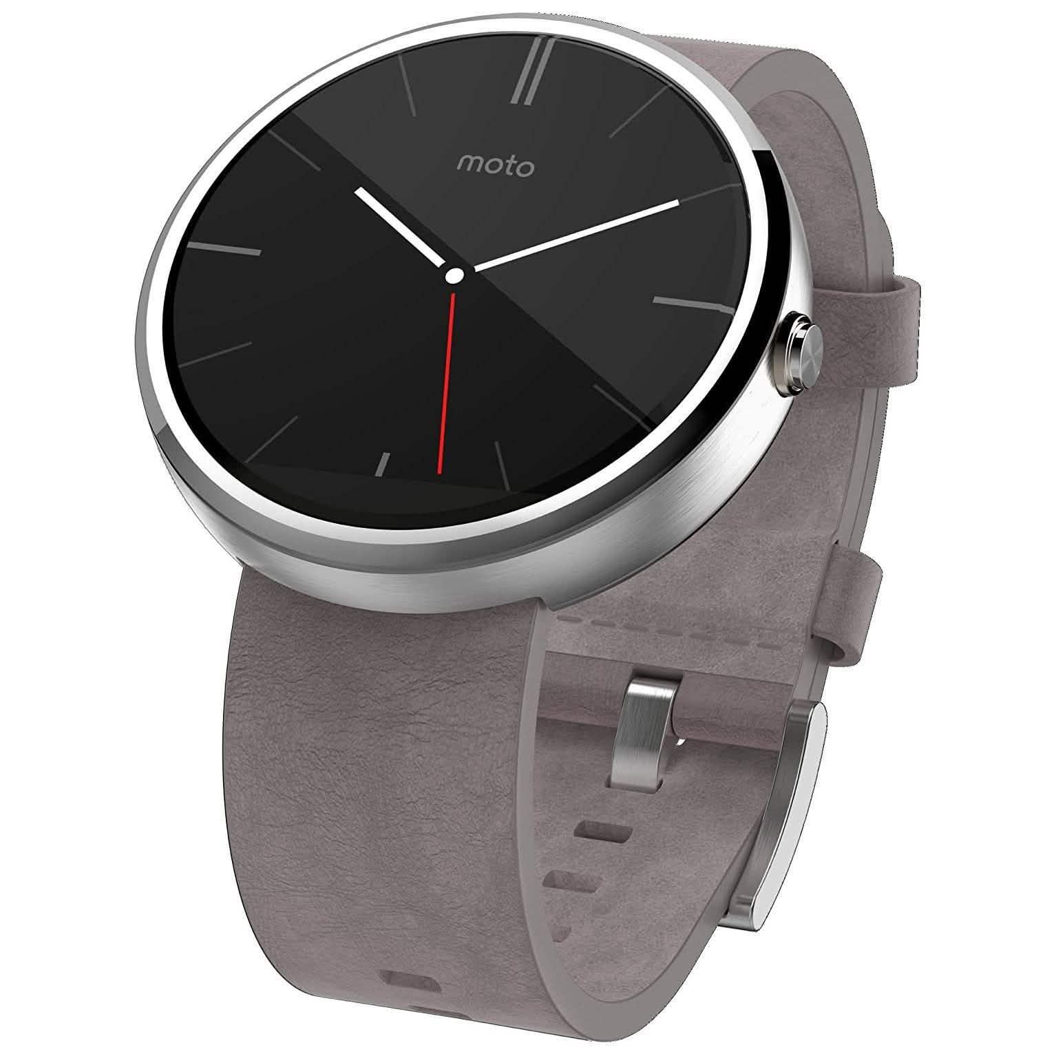Motorola Moto 360 - Stone Grey Leather Smart Watch Gadgets & Accessories - DailySale