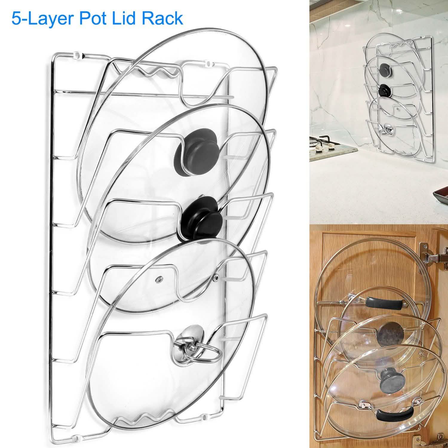 Mounted Pot Lid Rack Pot Cover Organizer Kitchen & Dining - DailySale