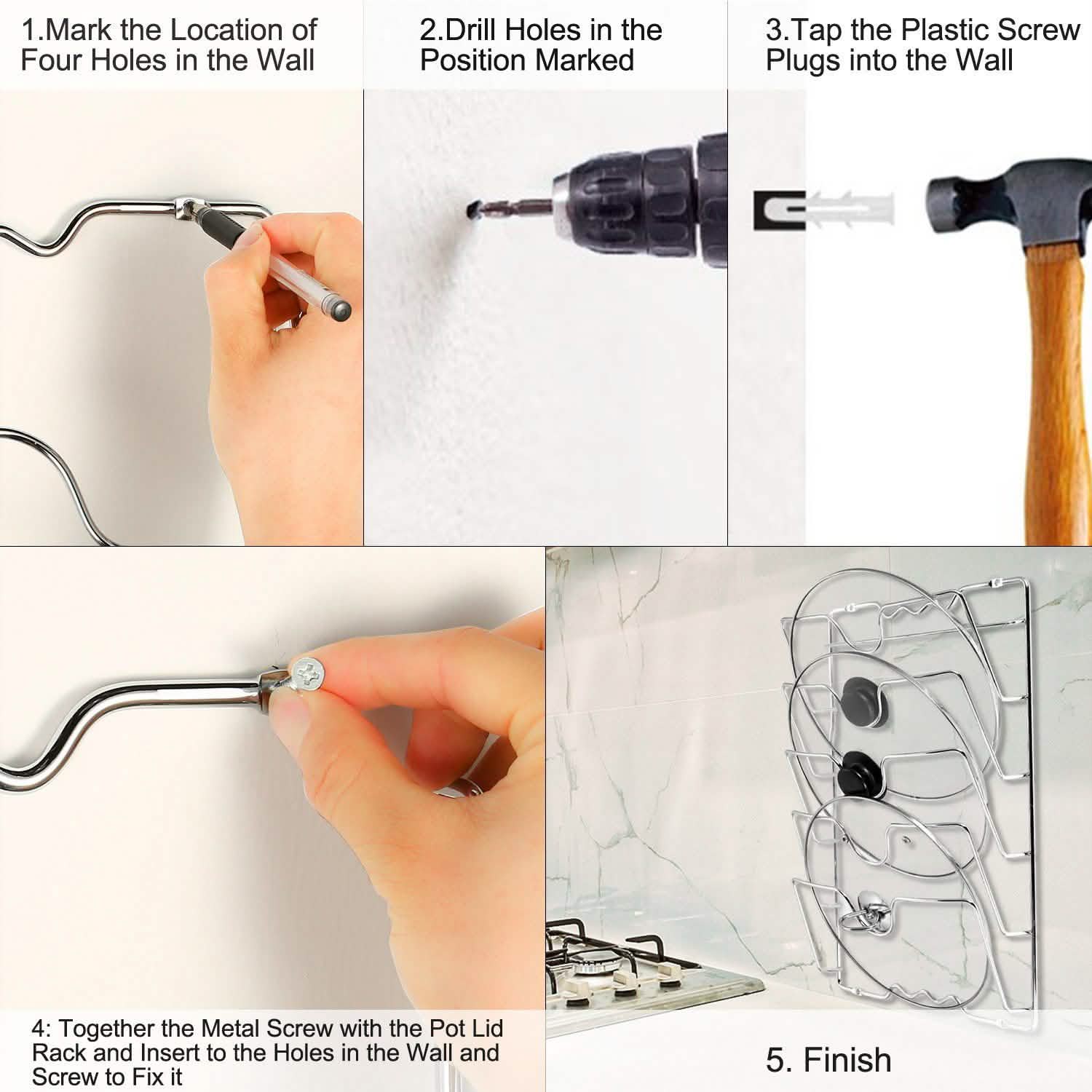 Mounted Pot Lid Rack Pot Cover Organizer Kitchen & Dining - DailySale