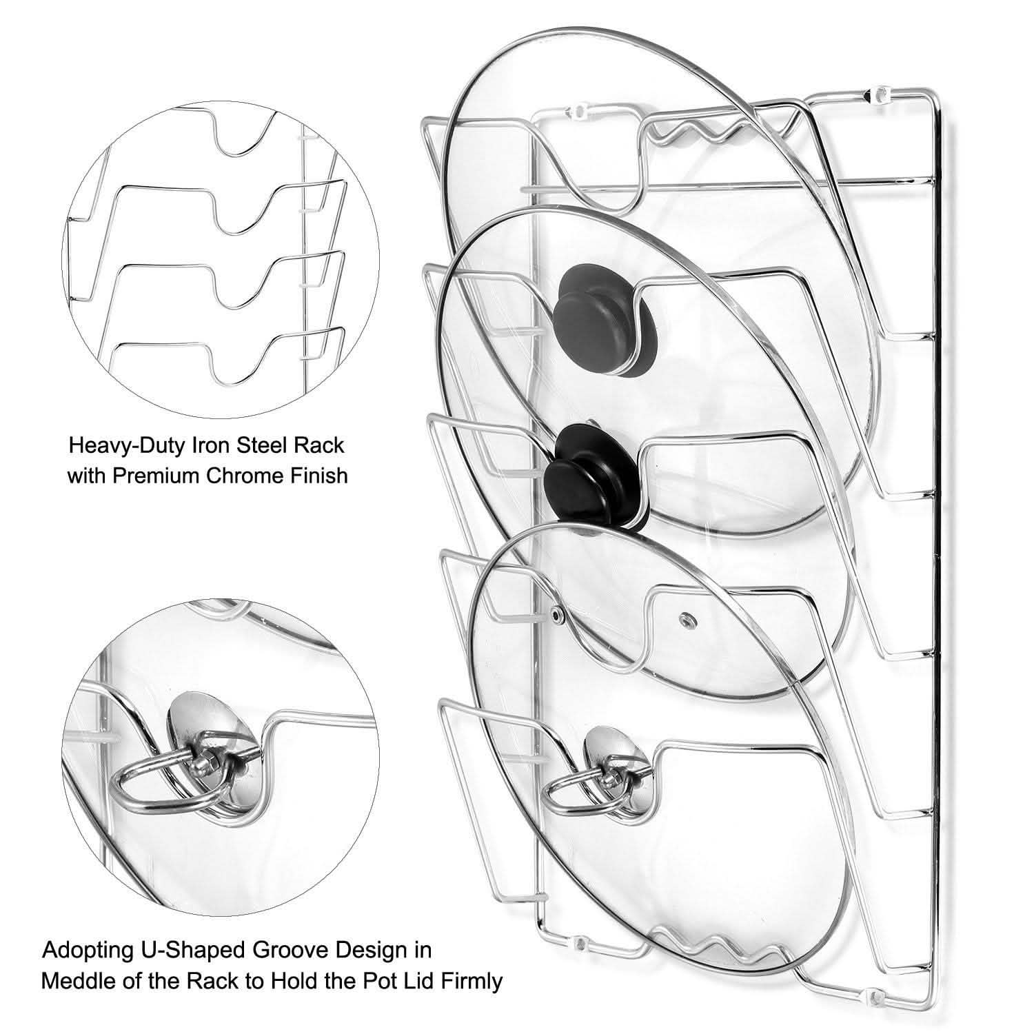 Mounted Pot Lid Rack Pot Cover Organizer Kitchen & Dining - DailySale