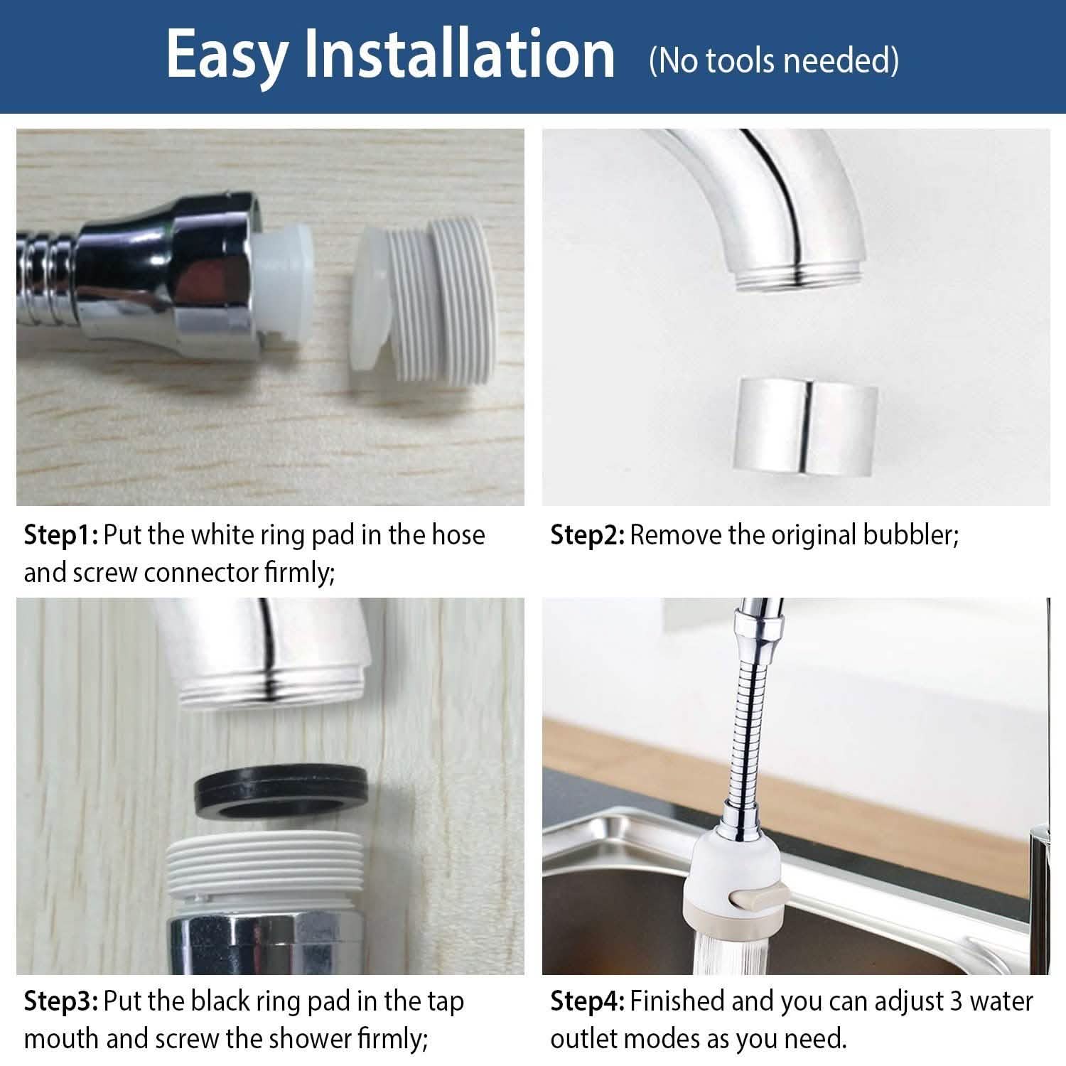 Movable Kitchen Tap Head 360° Rotatable Swivel Kitchen & Dining - DailySale