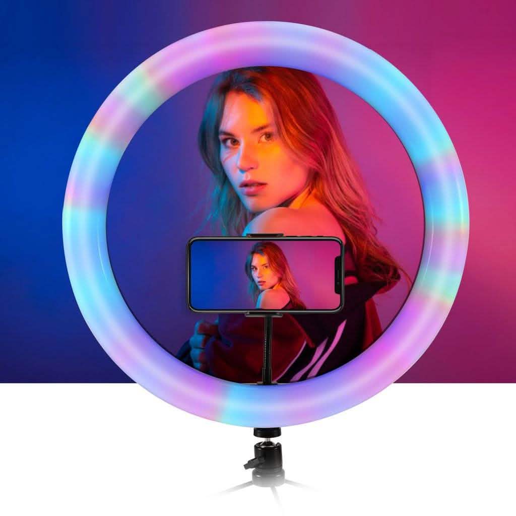 Multi-Color LED Selfie Ring Light with Small Tripod Mobile Accessories - DailySale