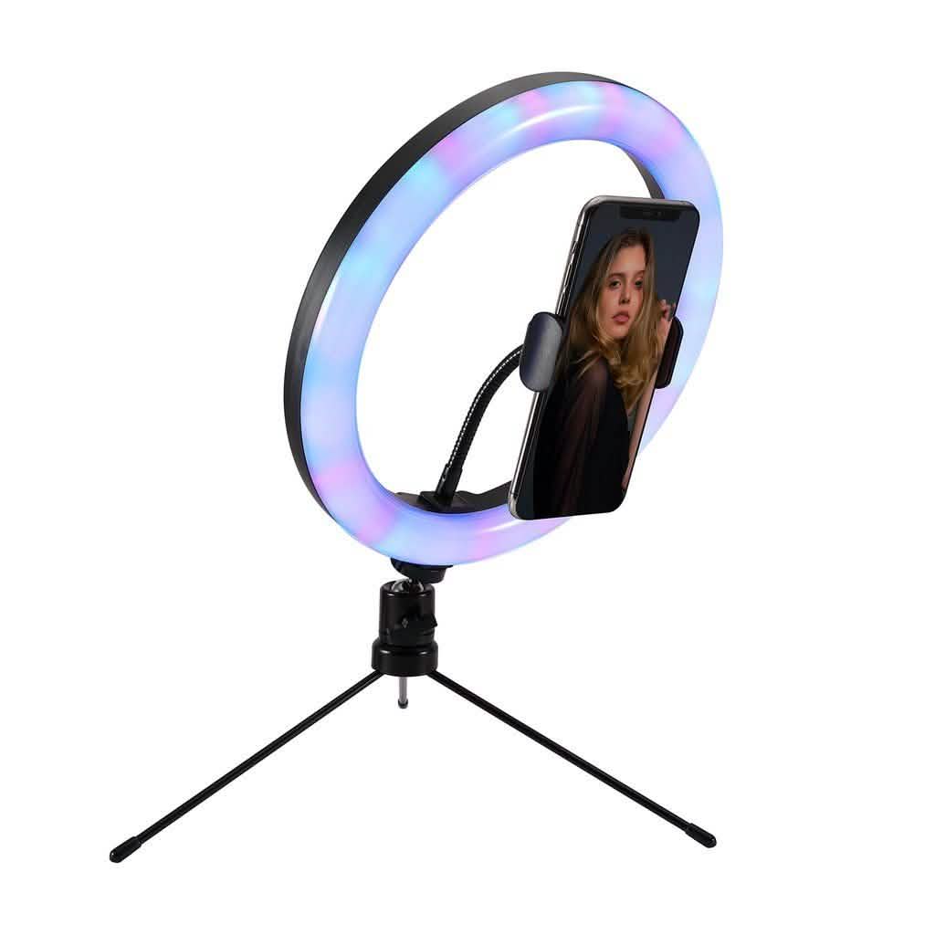 Multi-Color LED Selfie Ring Light with Small Tripod Mobile Accessories - DailySale