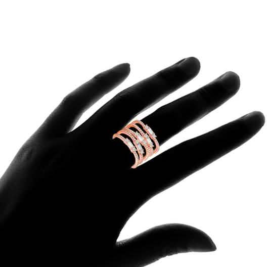 Multi Row Rose Gold Plated Ring Made with Swarovski Elements Rings - DailySale