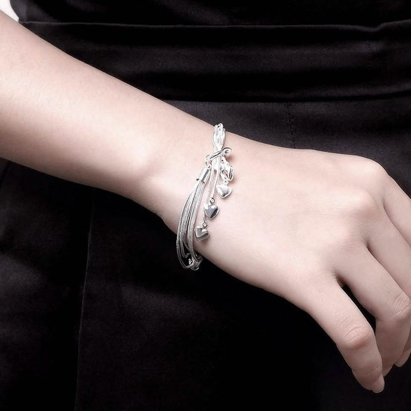 Multi Strand Heart Charm Bracelet Jewelry - DailySale