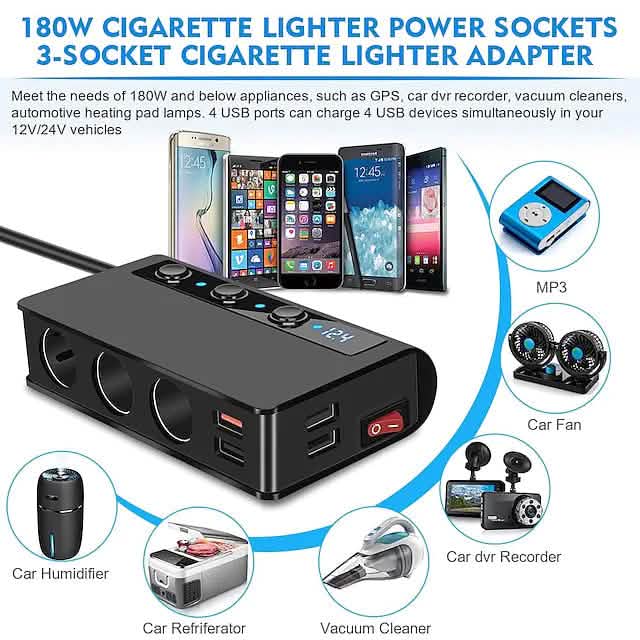 Multifunctional Car Charger Socket Automotive - DailySale