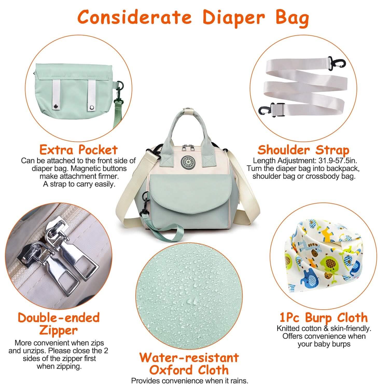 Multifunctional Diaper Changing Bag with 2 Insulated Pockets Commute Bag Bags & Travel - DailySale