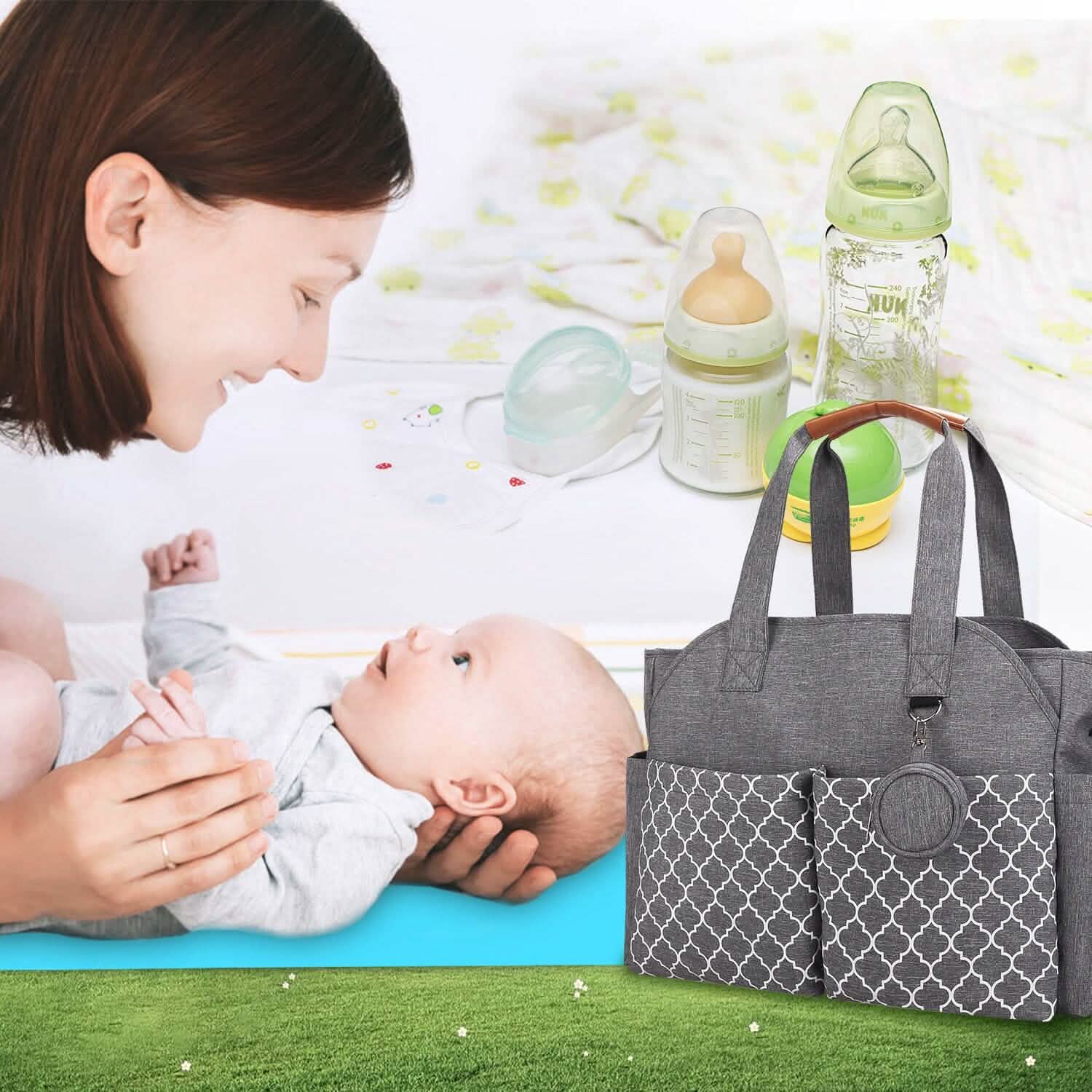 Multifunctional Diaper Changing Tote Bag with Adjustable Messenger Strap Bags & Travel - DailySale