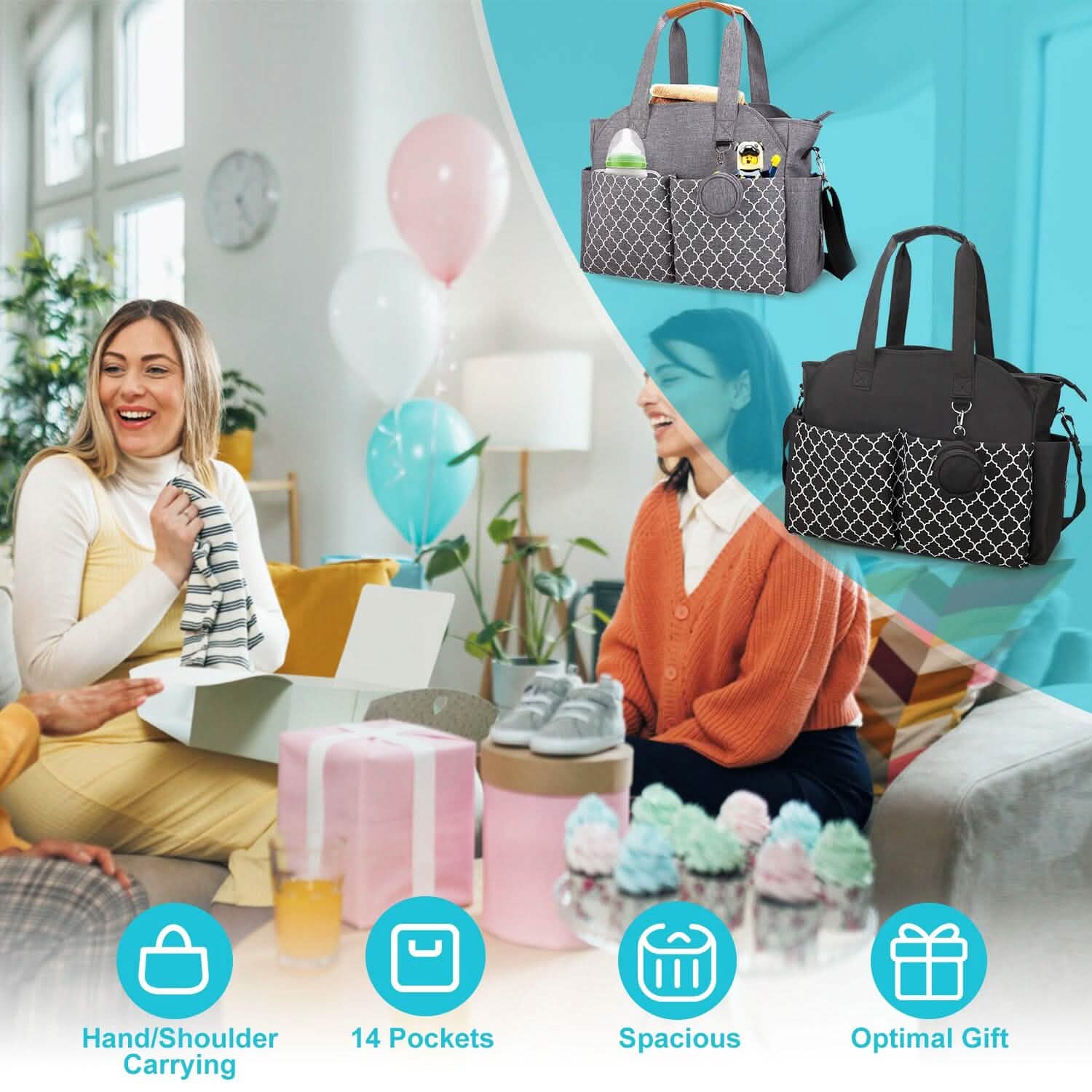 Multifunctional Diaper Changing Tote Bag with Adjustable Messenger Strap Bags & Travel - DailySale