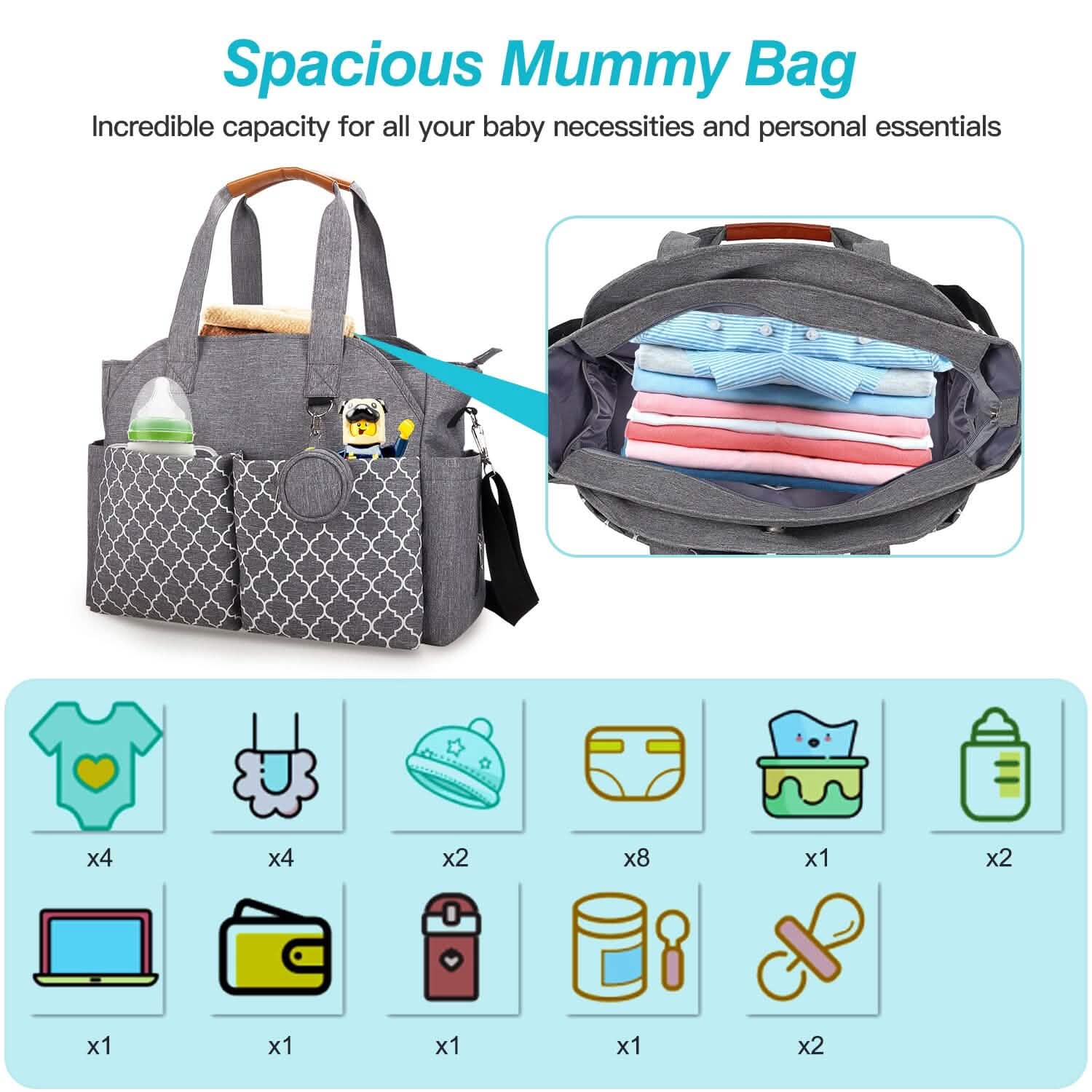 Multifunctional Diaper Changing Tote Bag with Adjustable Messenger Strap Bags & Travel - DailySale