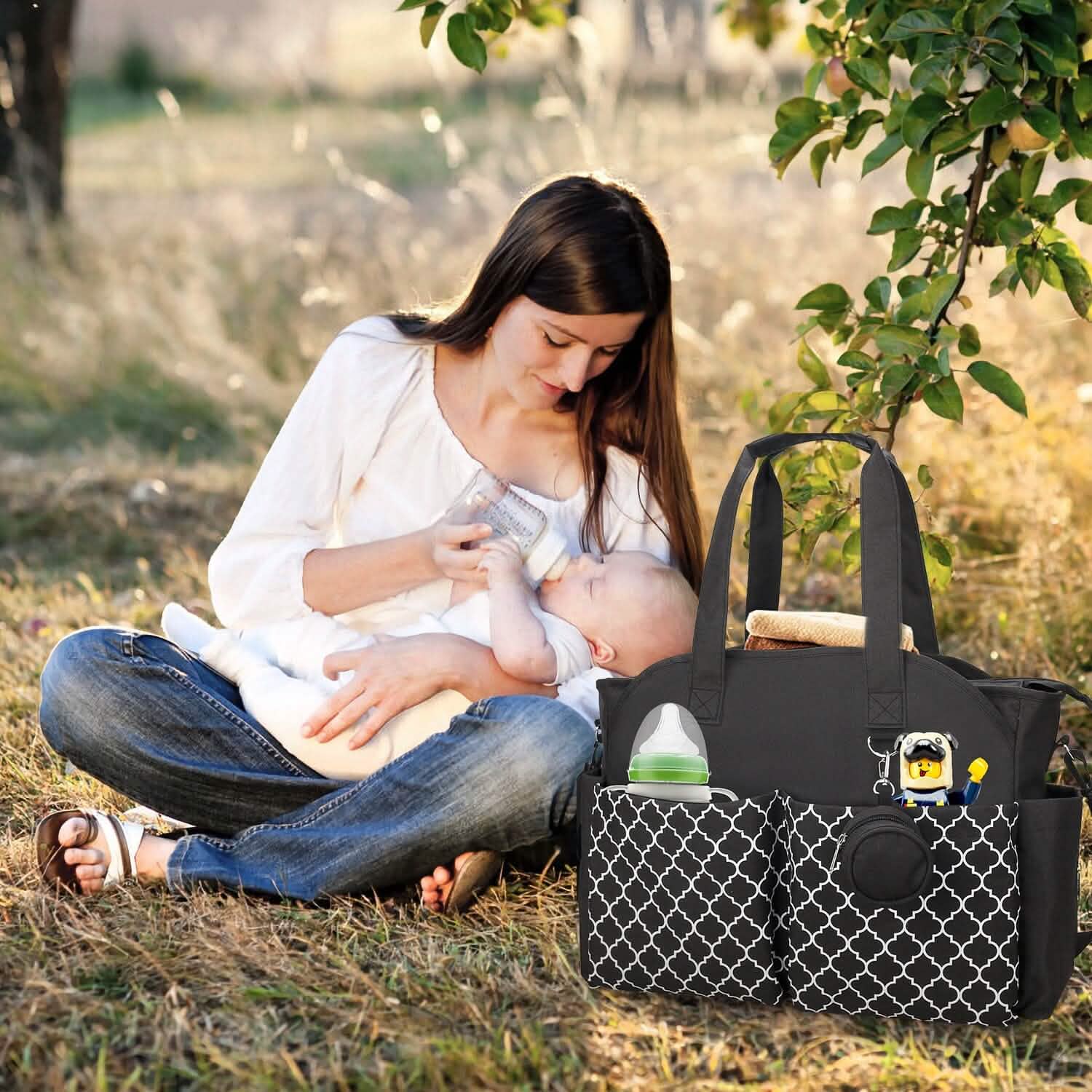 Multifunctional Diaper Changing Tote Bag with Adjustable Messenger Strap Bags & Travel - DailySale
