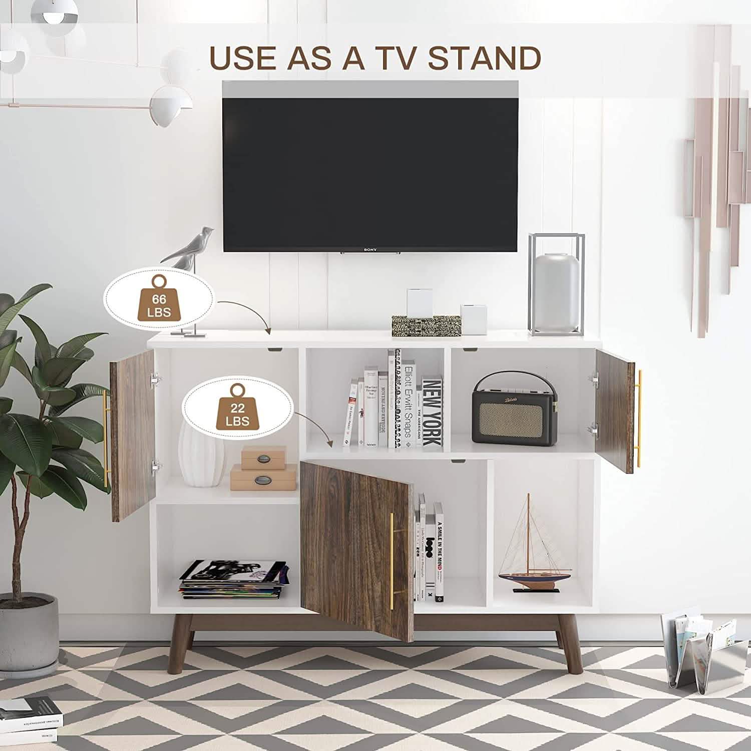 Multifunctional Storage Cabinet Modern Buffet or Kitchen Sideboard Kitchen Storage - DailySale