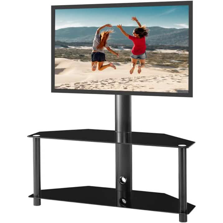 Multifunctional Tempered Glass Metal Frame Floor TV Stand Furniture & Decor - DailySale