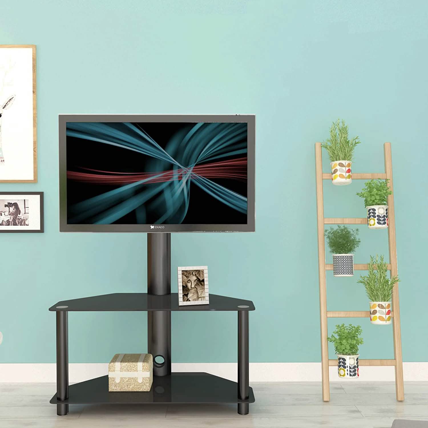 Multifunctional Tempered Glass Metal Frame Floor TV Stand Furniture & Decor - DailySale