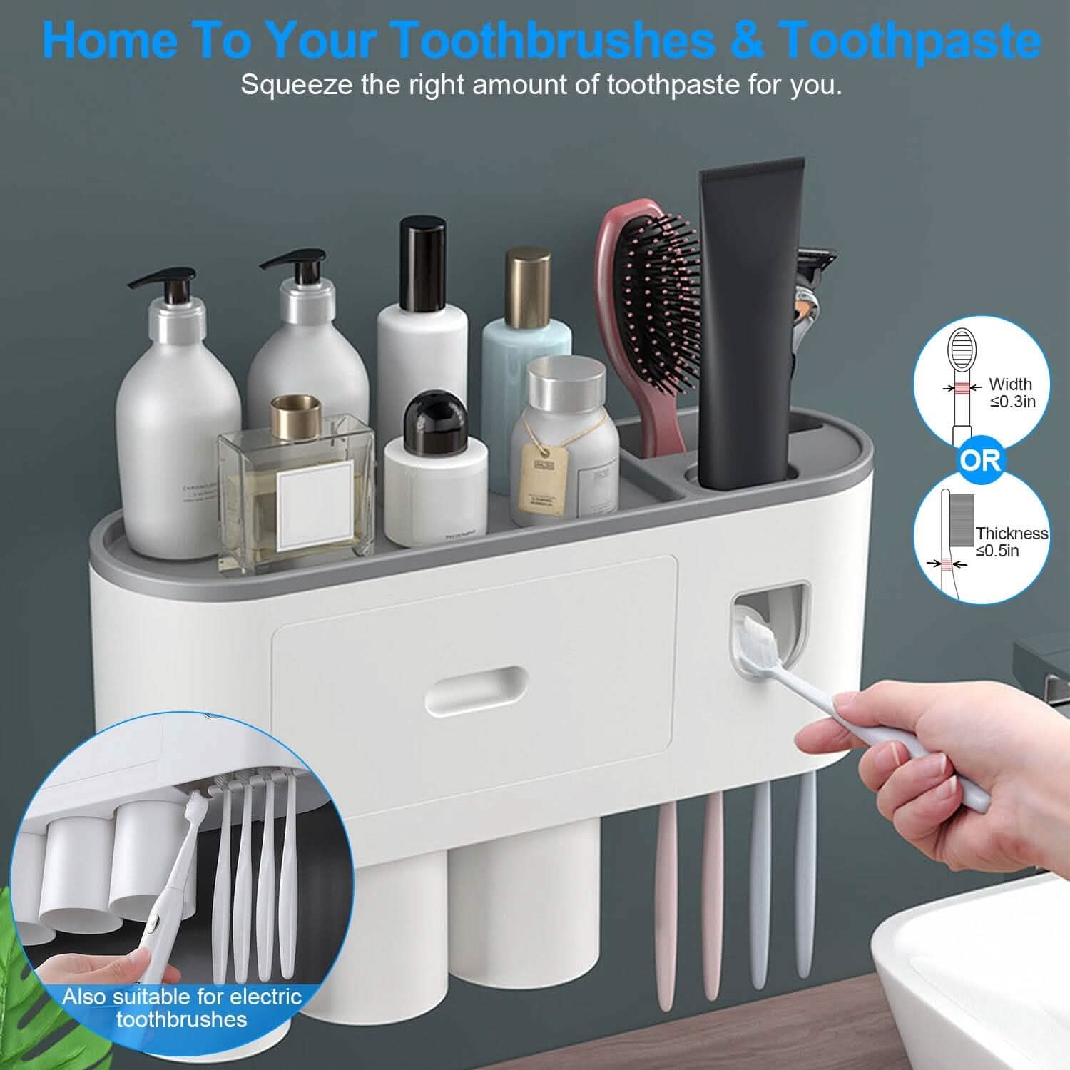 Multifunctional Wall Mount Toothbrush Holder Rack Organizer Bath - DailySale