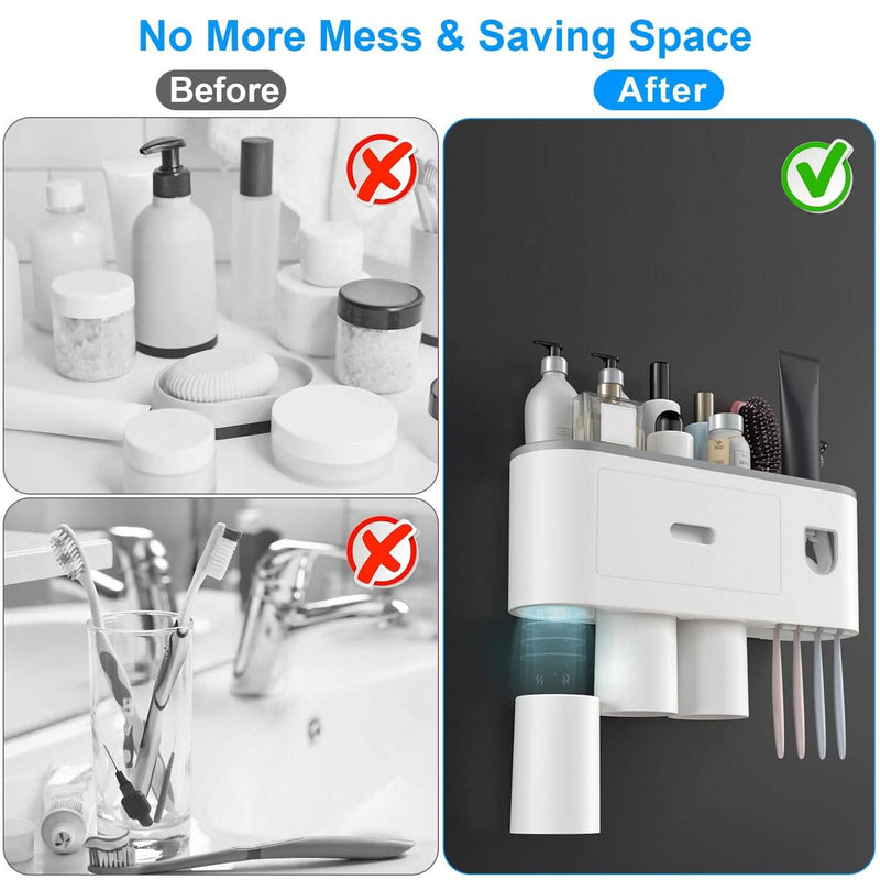 Multifunctional Wall Mount Toothbrush Holder Rack Organizer Bath - DailySale
