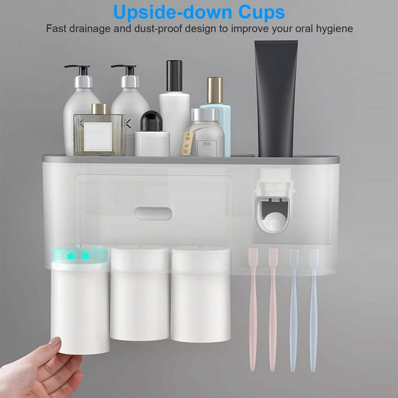 Multifunctional Wall Mount Toothbrush Holder Rack Organizer Bath - DailySale
