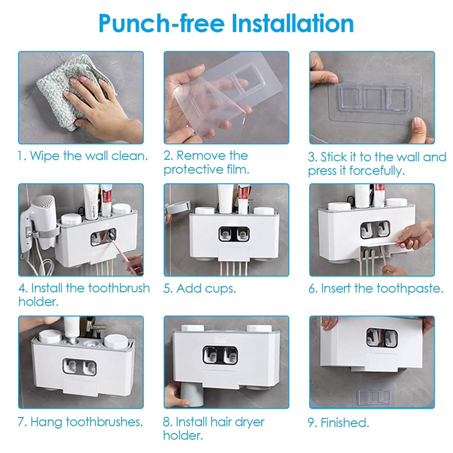 Multifunctional Wall Mount Toothbrush Organizer Bath - DailySale