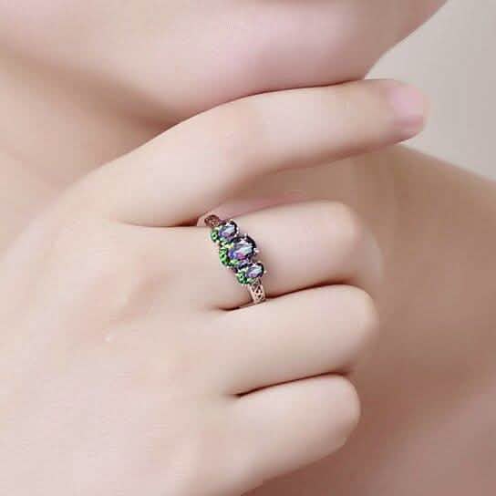 Mystic Topaz Tri Stone Gemstone Ring Rings - DailySale