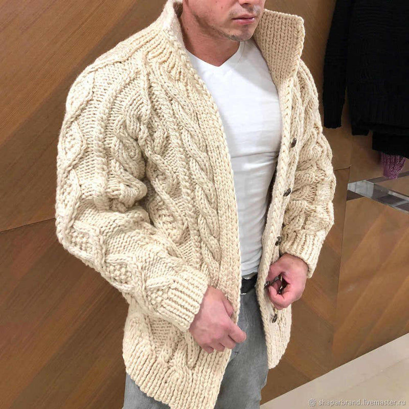 New Fashion Men's Sweater Cardigan Men's Clothing Beige S - DailySale