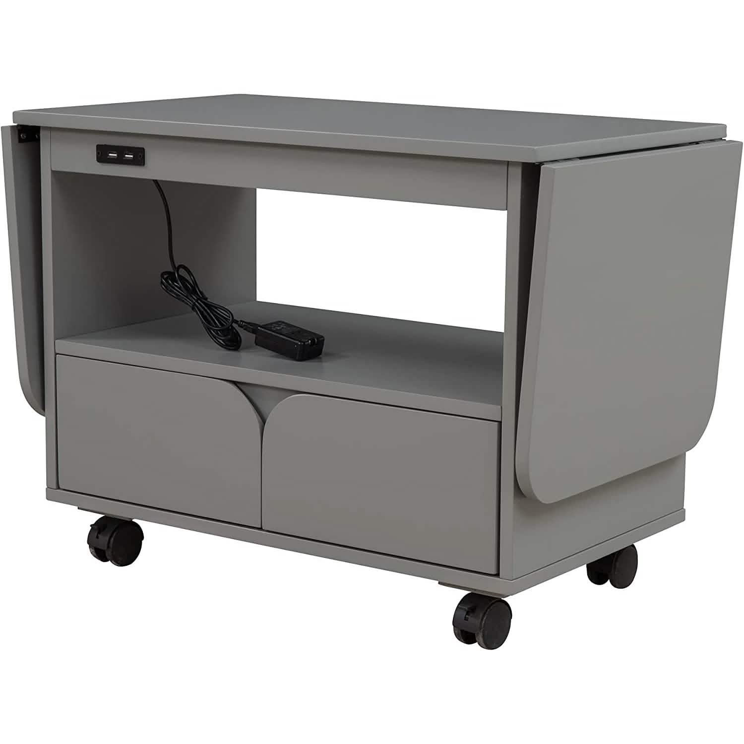 Nightstand with USB Port and Foldable Tabletop Furniture & Decor Gray - DailySale