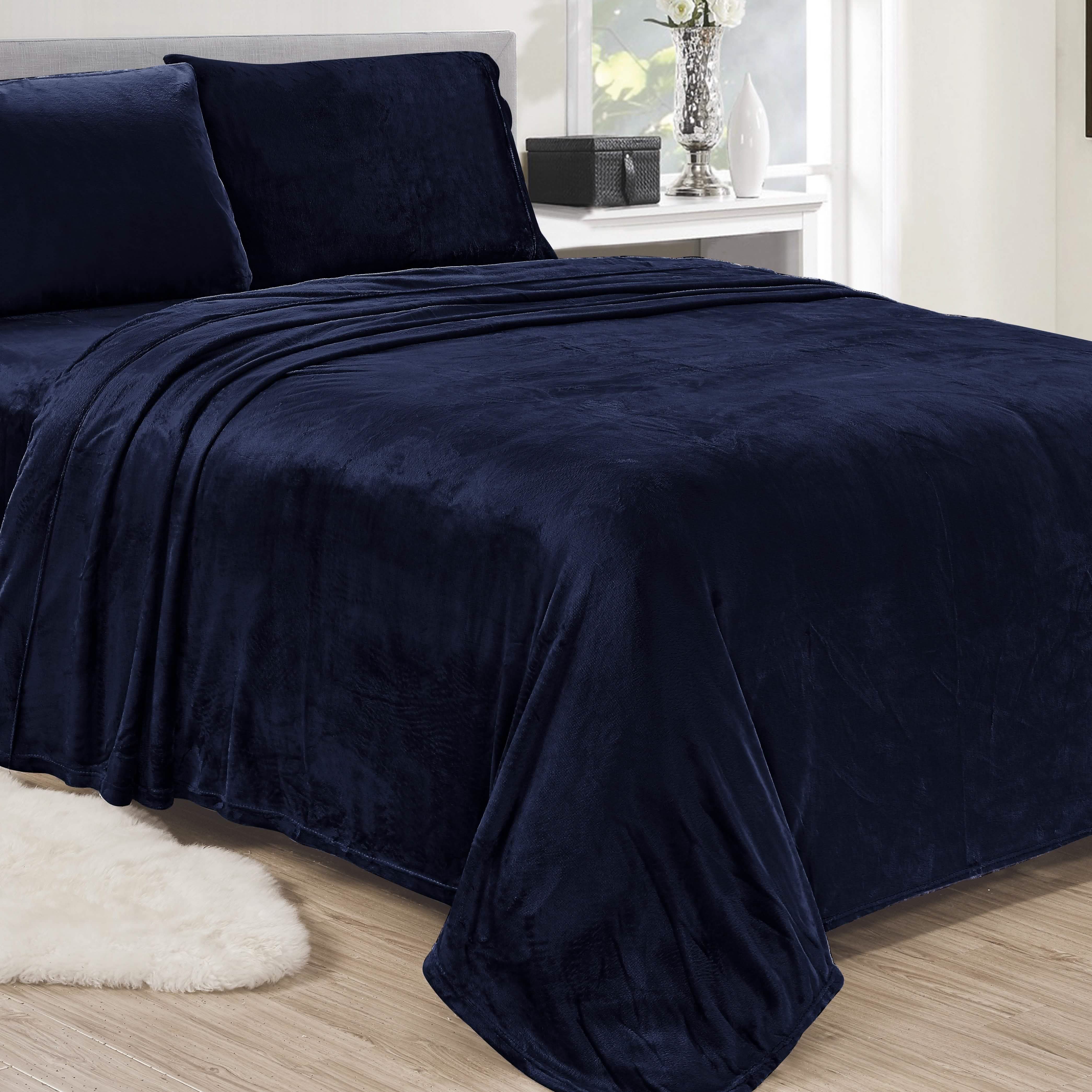 Noble House Lavana Microplush Sheet Set Bedding Twin Navy - DailySale