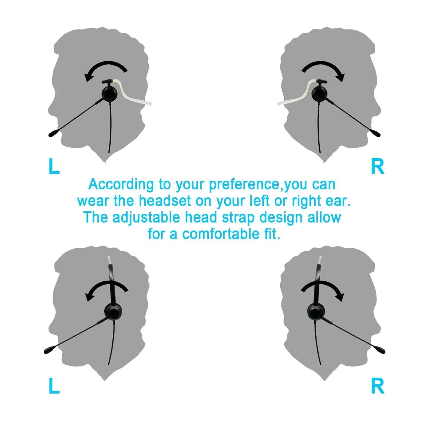 Noise Canceling Headset Convertible RJ9 Earphone with Microphone Adaptor Headphones & Audio - DailySale