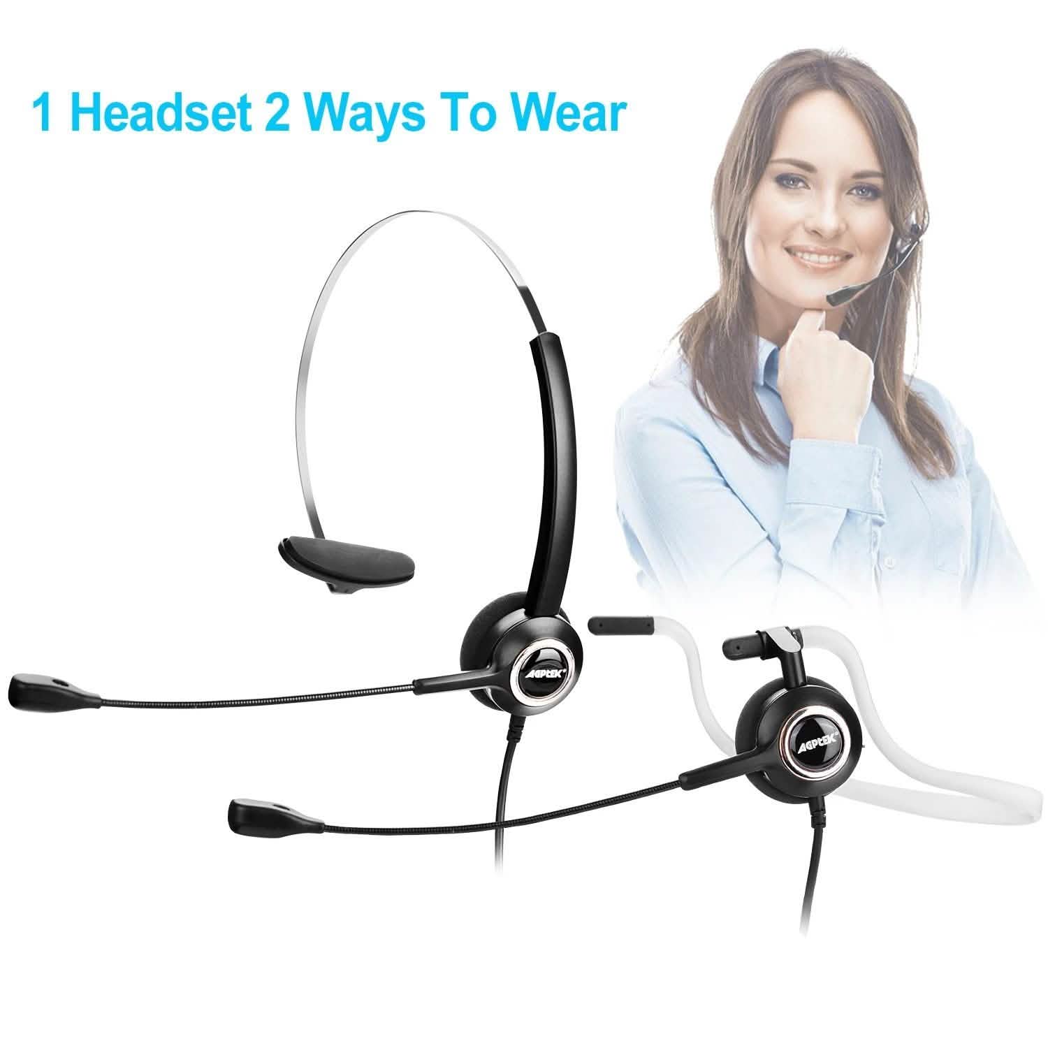 Noise Canceling Headset Convertible RJ9 Earphone with Microphone Adaptor Headphones & Audio - DailySale