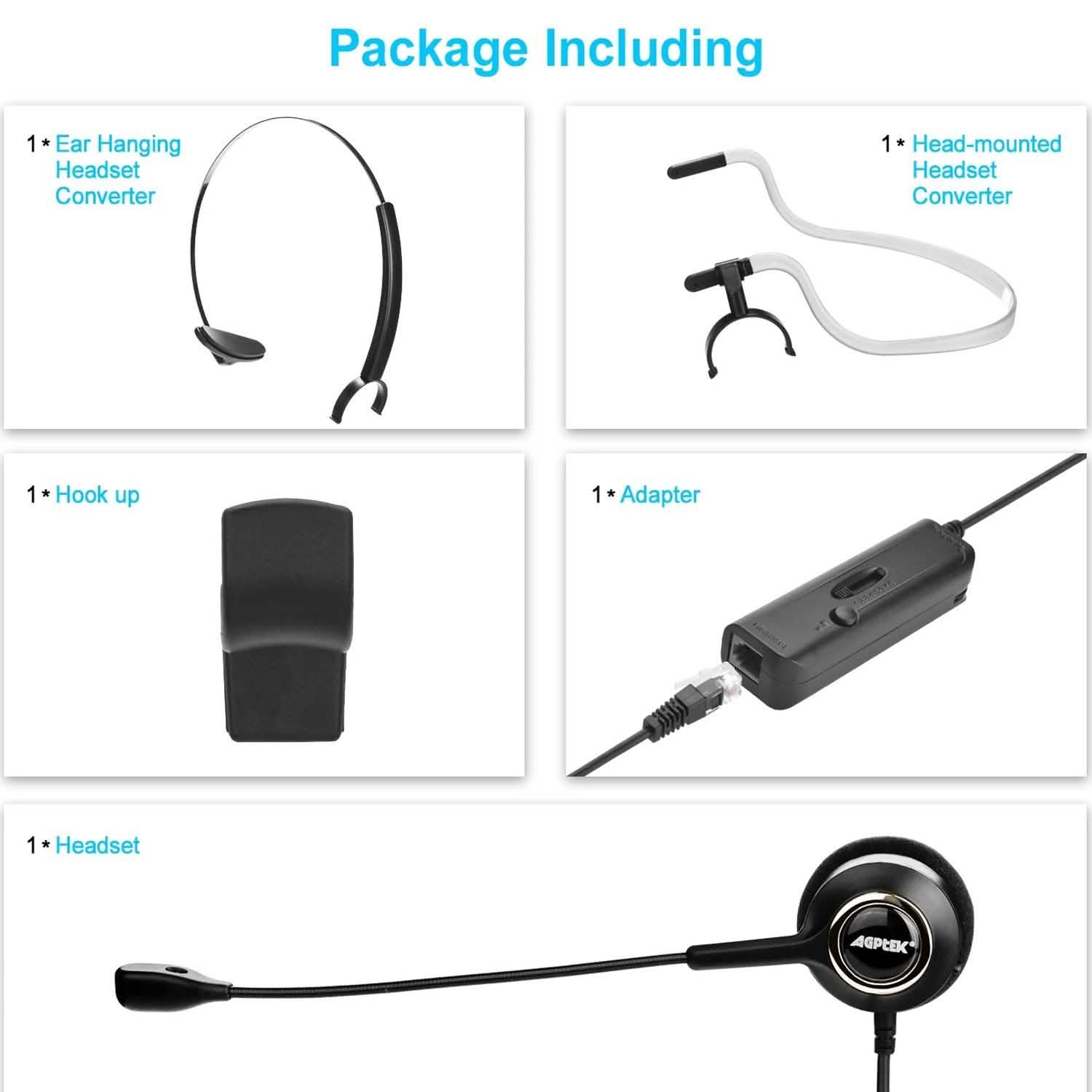 Noise Canceling Headset Convertible RJ9 Earphone with Microphone Adaptor Headphones & Audio - DailySale