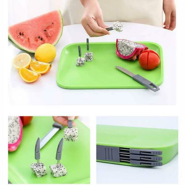 Non-Slip Cutting Board Set Includes -Knife, 3 Mini Forks, BPA Free Board Kitchen & Dining - DailySale