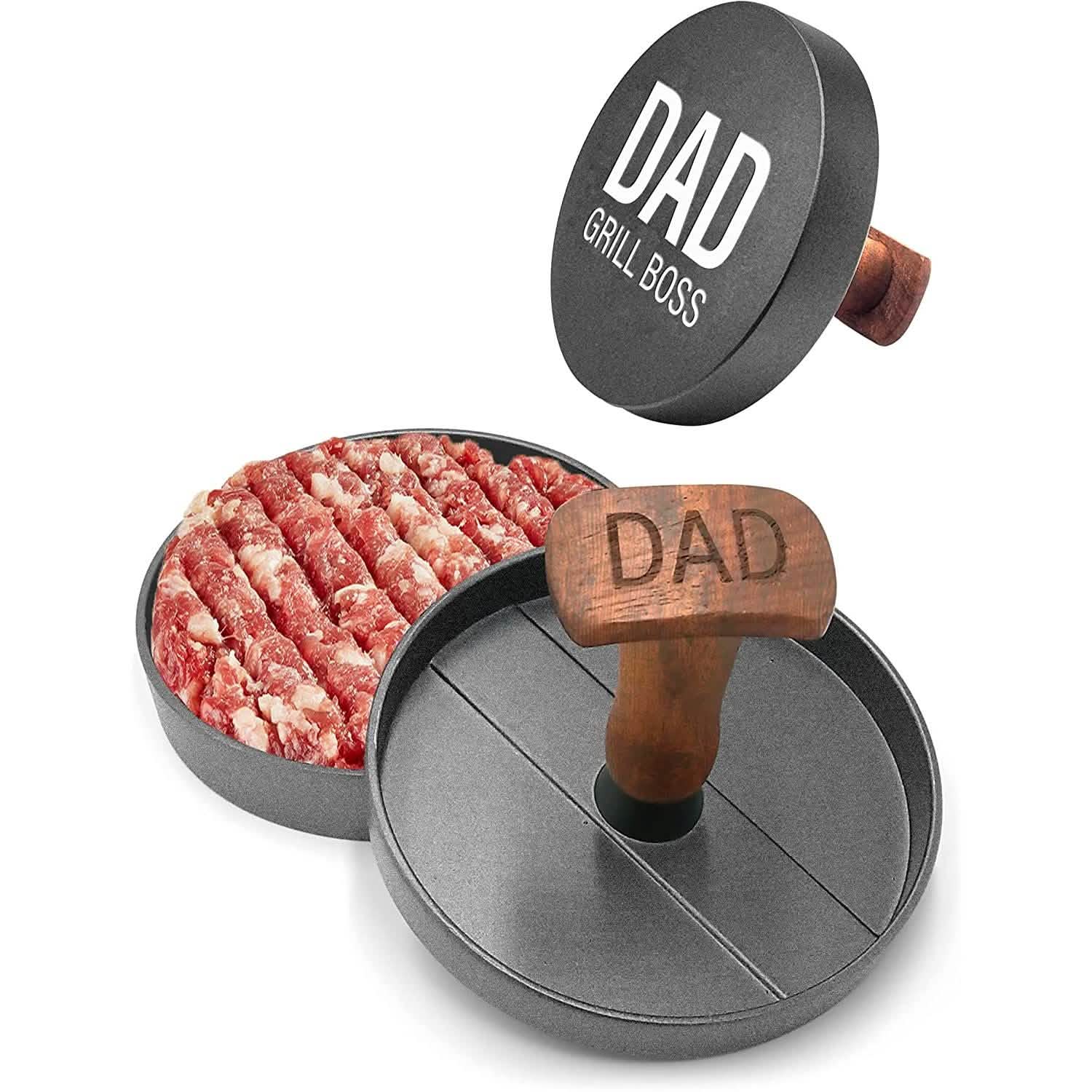 Non-Stick Aluminum Hamburger Press Patty Maker BBQ Burger Mold “Dad Grill Boss” Kitchen Tools & Gadgets - DailySale