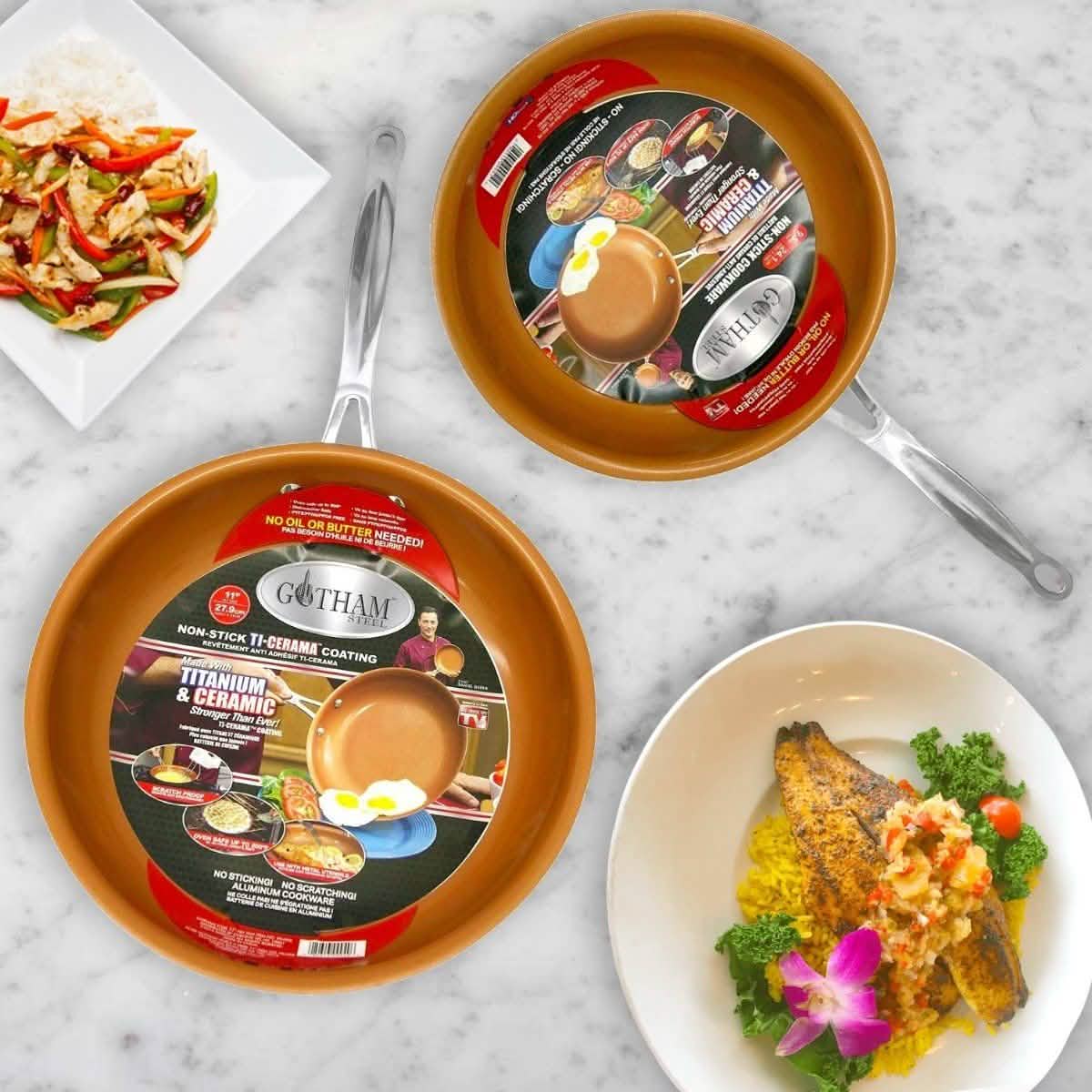 Non-Stick Gotham Steel 9.5 and 11" Frying Pan Set Kitchen Essentials - DailySale