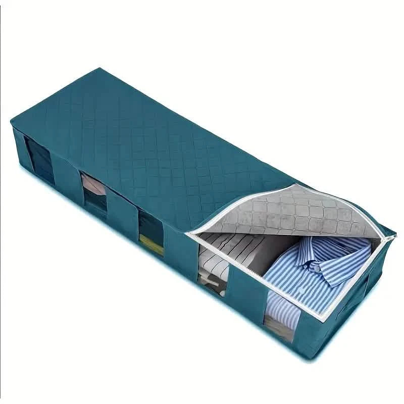 Nordic Quilt Bag Clothes Storage Box Under Bed Storage Kitchen Storage Blue - DailySale