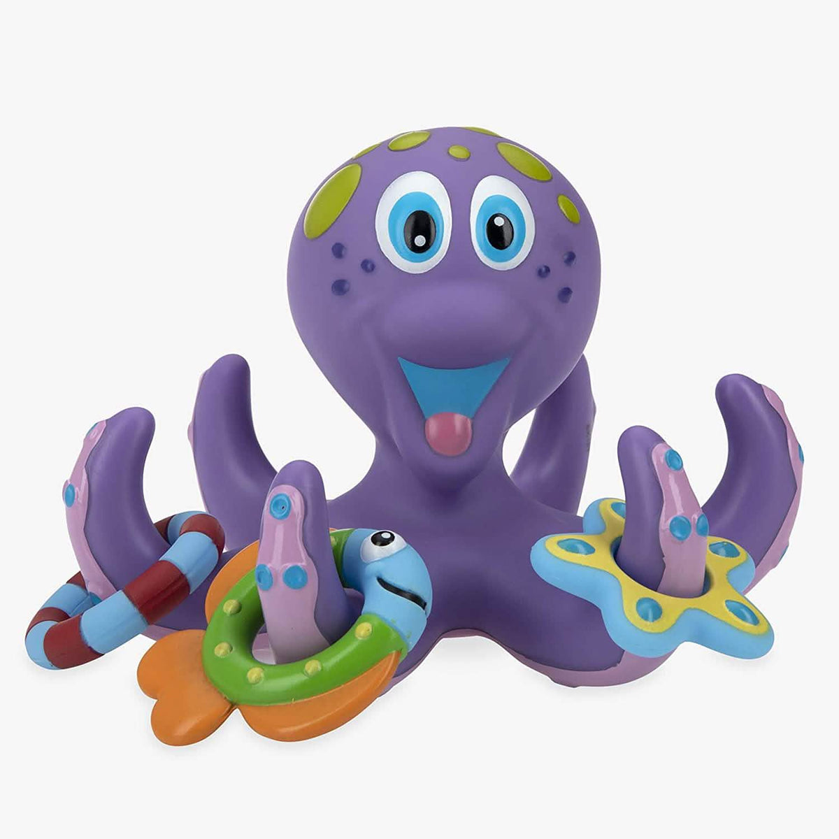 Nuby Floating Purple Octopus with 3 Hoopla Rings Interactive Bath Toy Toy Airplanes - DailySale