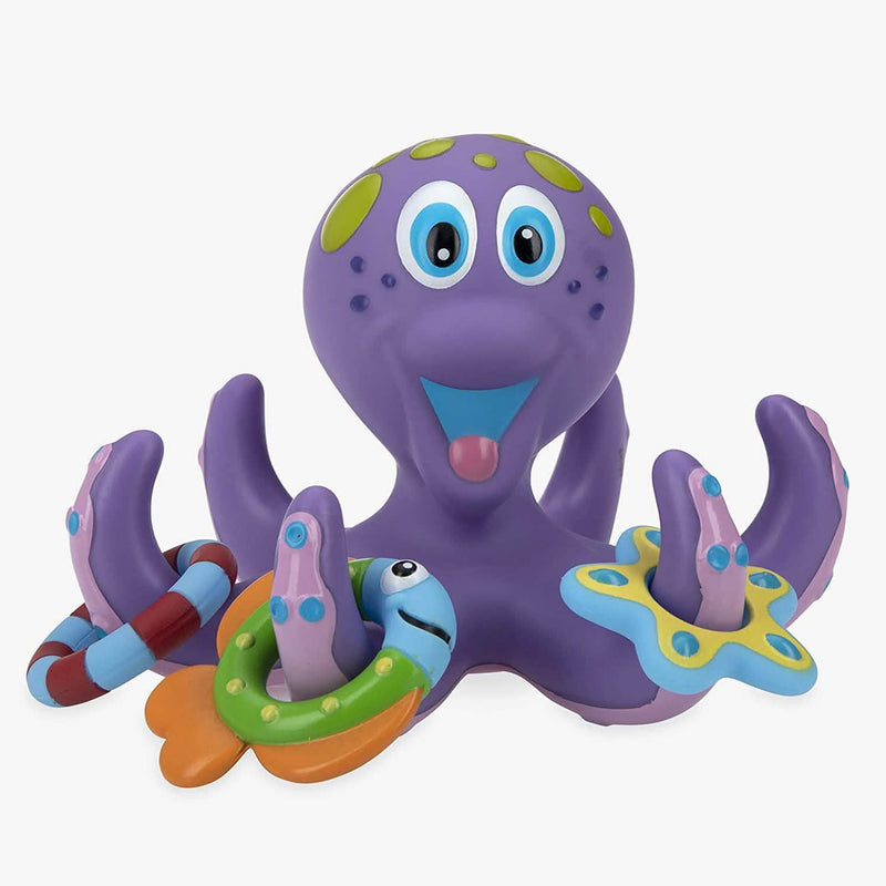 Nuby Floating Purple Octopus with 3 Hoopla Rings Interactive Bath Toy Toy Airplanes - DailySale