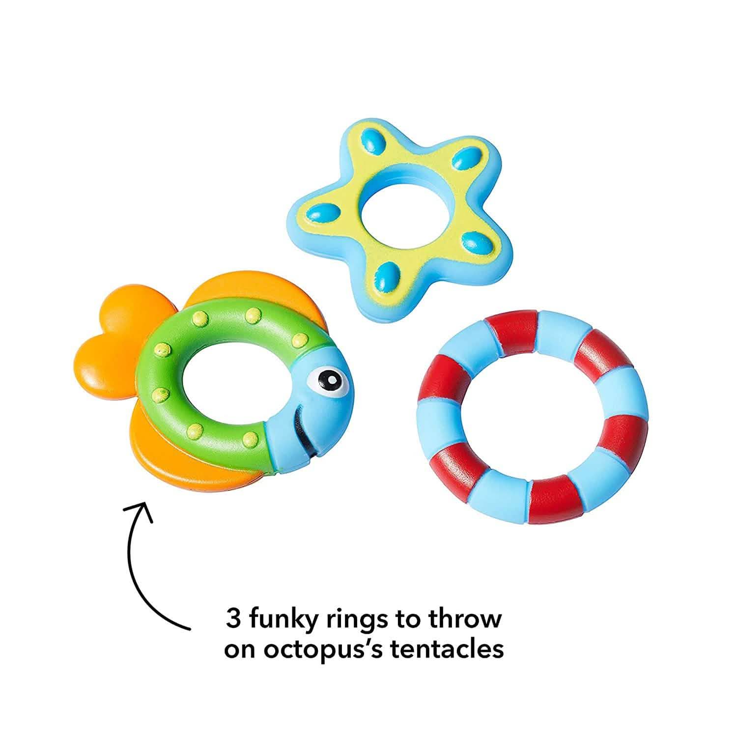Nuby Floating Purple Octopus with 3 Hoopla Rings Interactive Bath Toy Toy Airplanes - DailySale