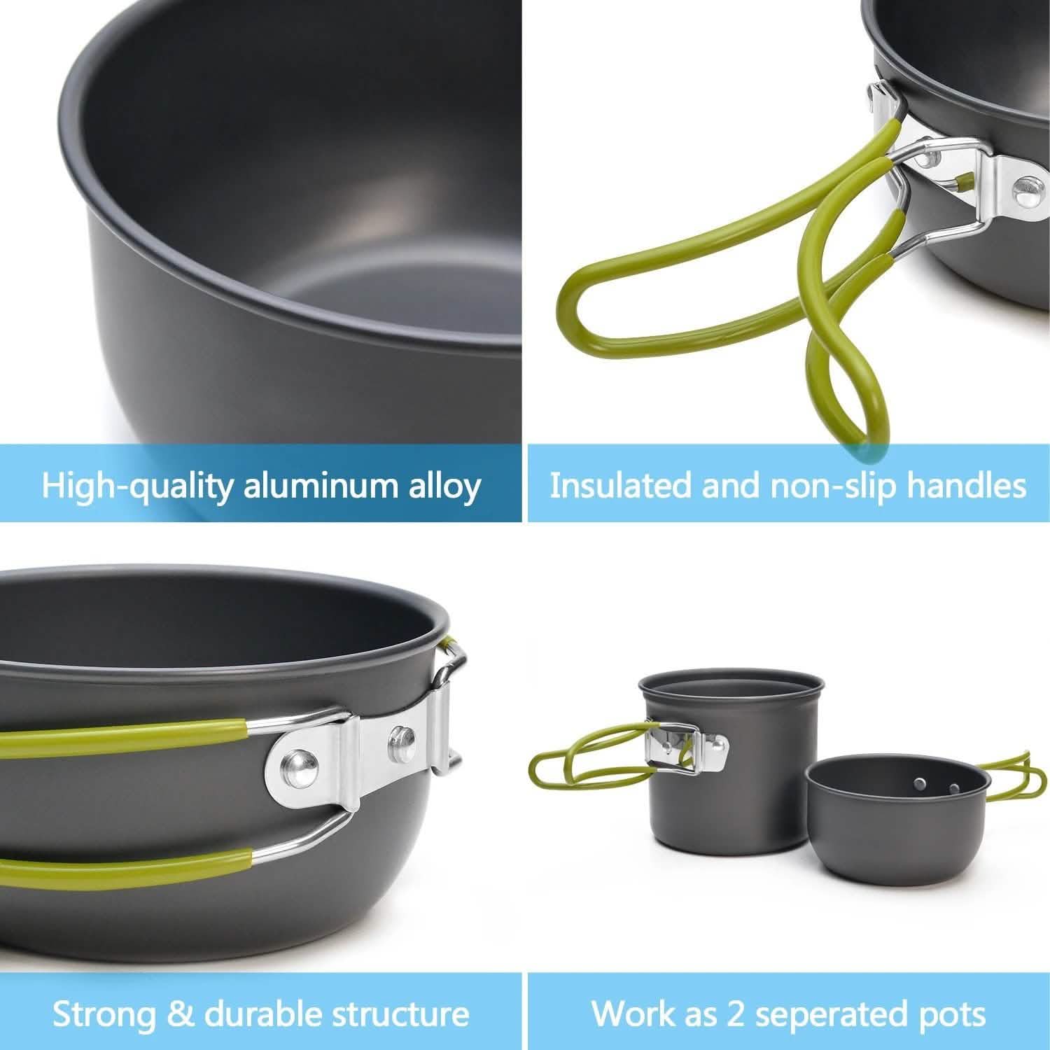 ODOLAND Camping Cookware Kit Lightweight Portable Cookware Set Sports & Outdoors - DailySale