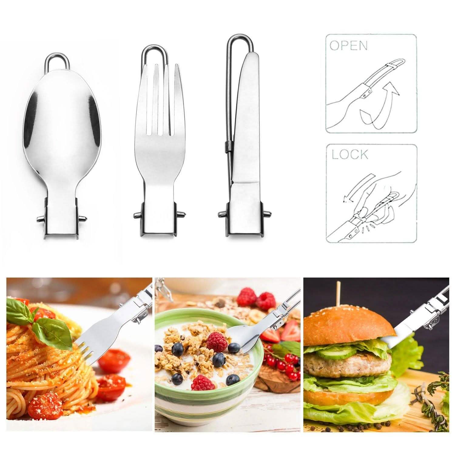 ODOLAND Camping Cookware Kit Lightweight Portable Cookware Set Sports & Outdoors - DailySale