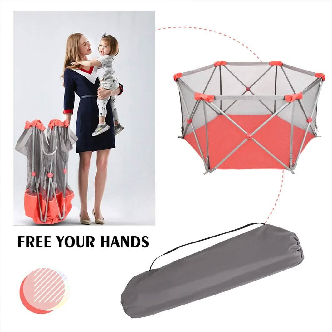 Odoland Safety Portable Playpen Infants Toddler Fence Baby - DailySale