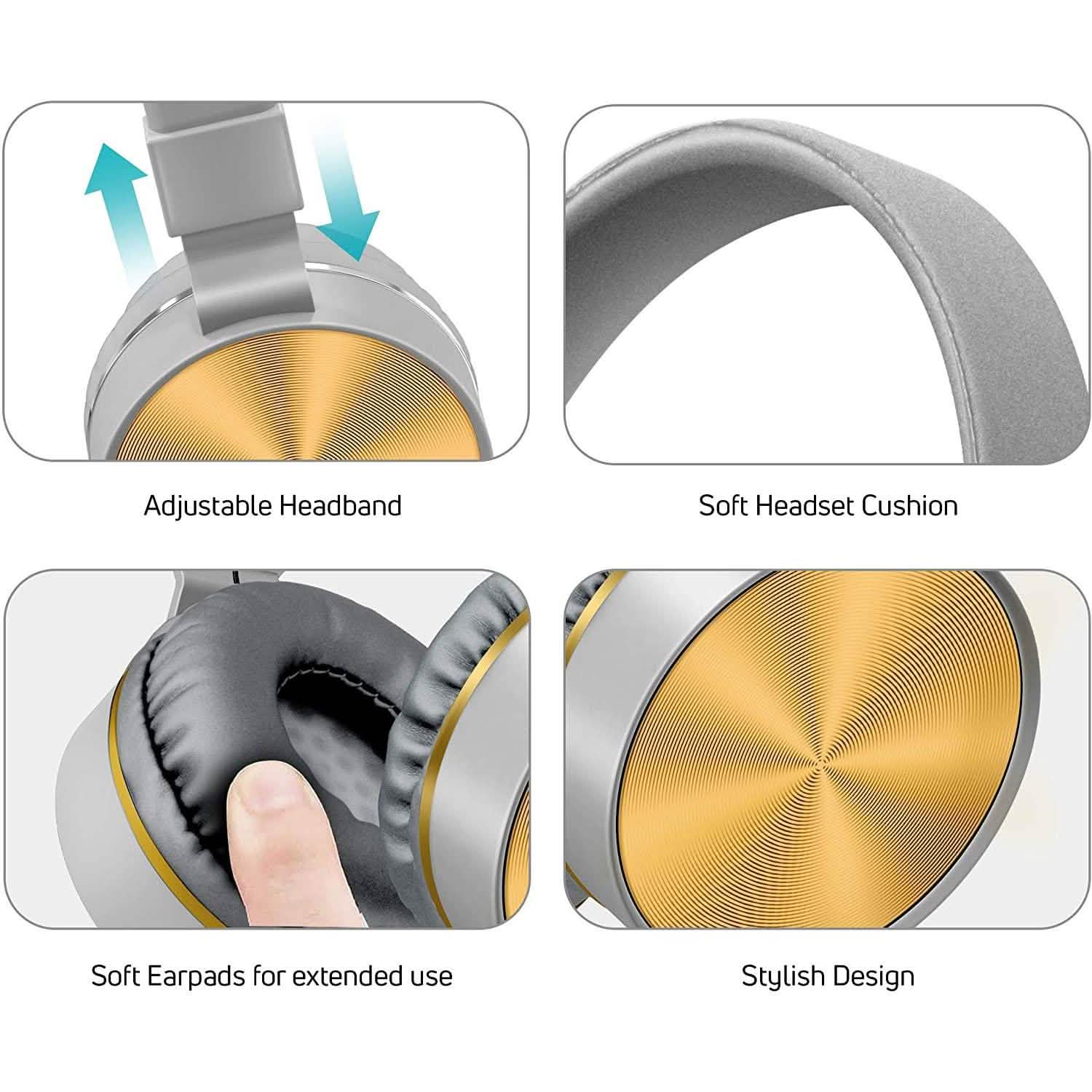 On-Ear Headphones with Built-in Mic, Portable Audio Headset with Adjustable Headband Headphones & Audio - DailySale