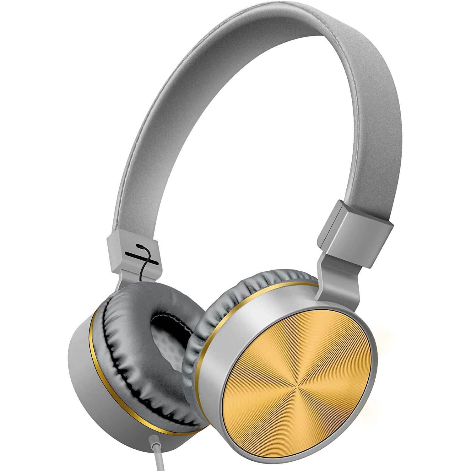 On-Ear Headphones with Built-in Mic, Portable Audio Headset with Adjustable Headband Headphones & Audio Gray - DailySale