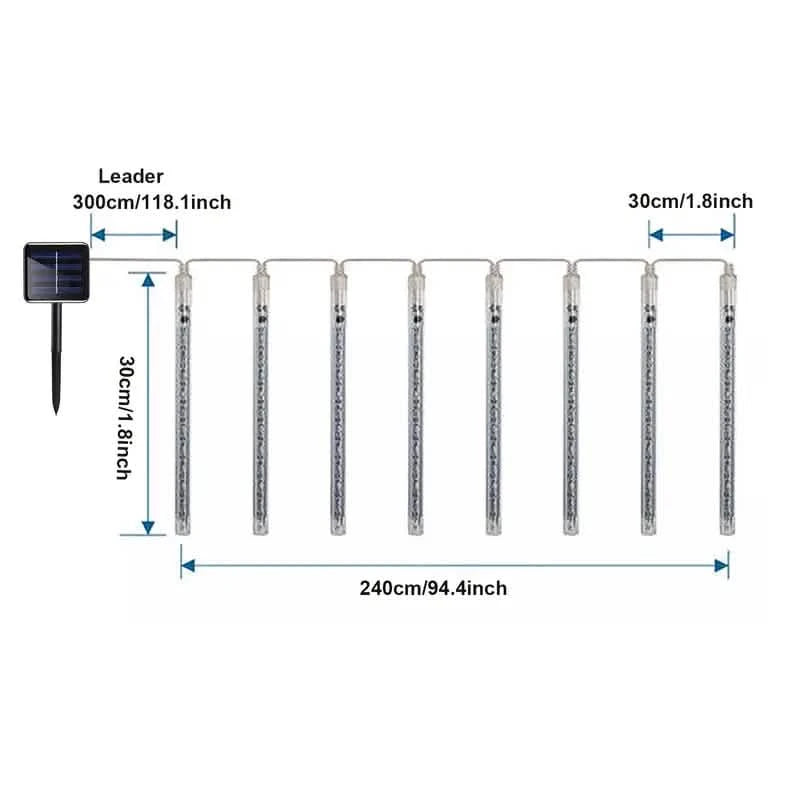 Outdoor Solar Meteor Christmas String Lights Holiday Decor & Apparel - DailySale