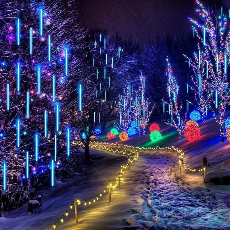 Outdoor Solar Meteor Christmas String Lights Holiday Decor & Apparel - DailySale
