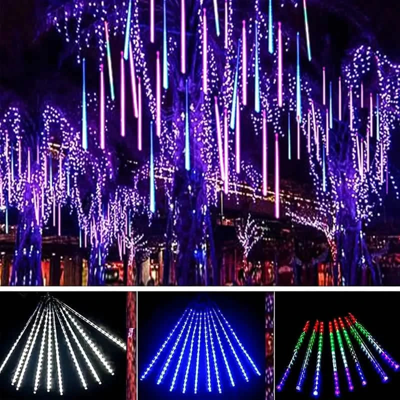 Outdoor Solar Meteor Christmas String Lights Holiday Decor & Apparel - DailySale