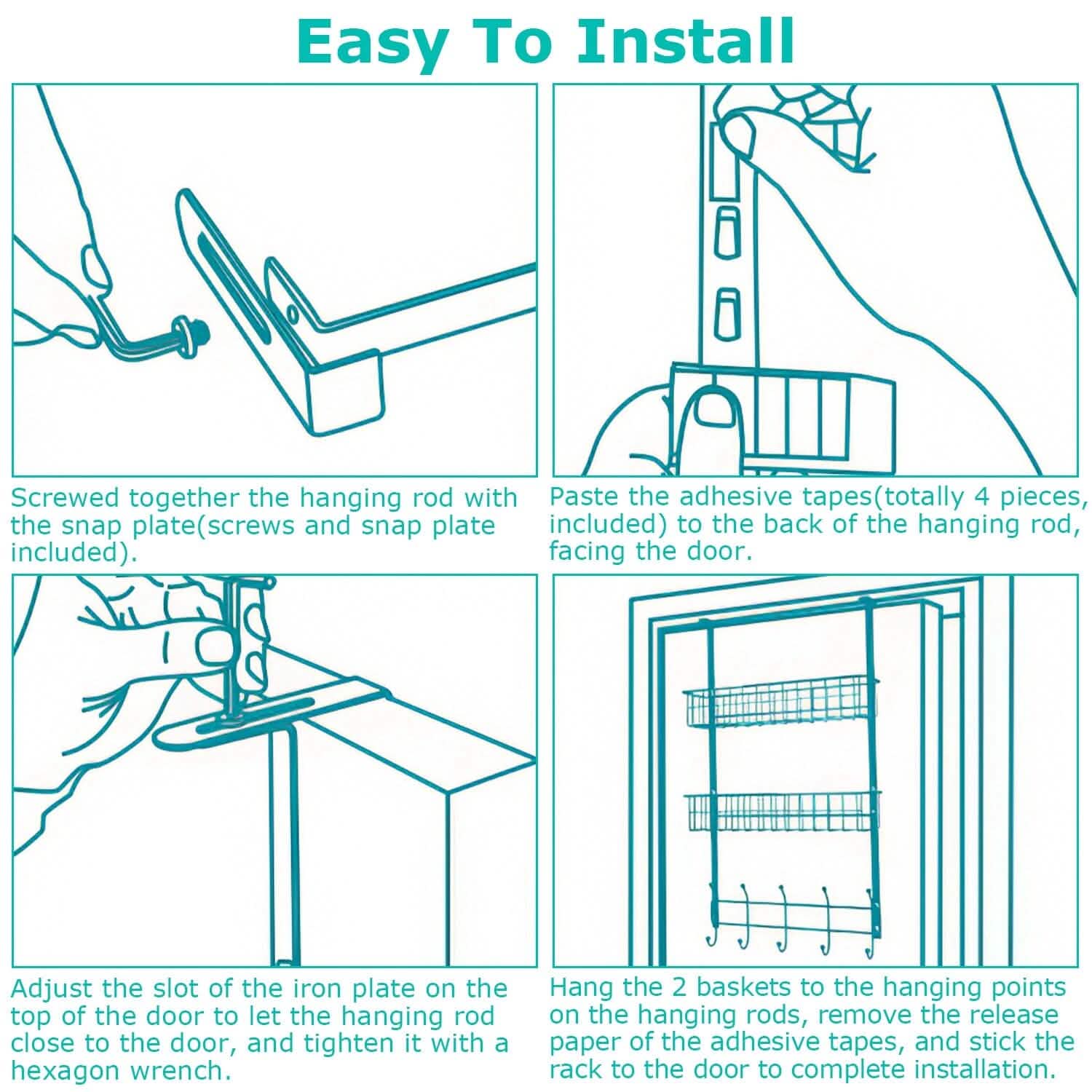 Over The Door Hooks Organizer Closet & Storage - DailySale