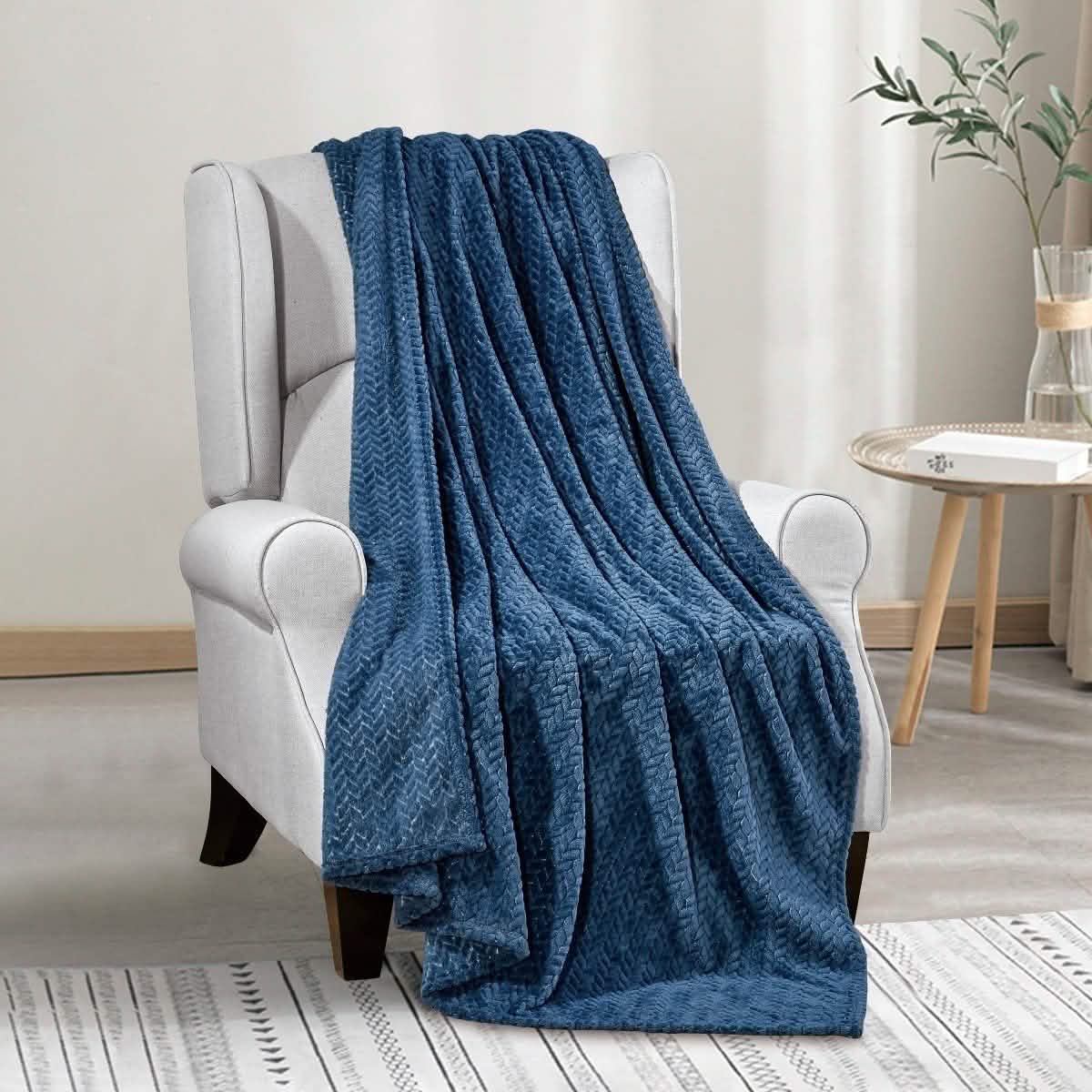 Oversized Chevron Braided Throw Blanket Linen & Bedding - DailySale